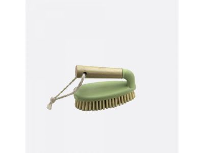 Schuurborstel met handvat uit bamboe en gerecycl. kunststof 14.5x7x9.5cm