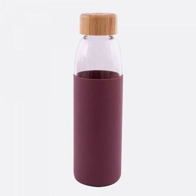 Bouteille en verre avec manchon en silicone rouge vin 580ml  Point-Virgule