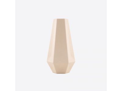 Geometrische vaas uit bamboevezel gebroken wit 10.8x9.5x20cm