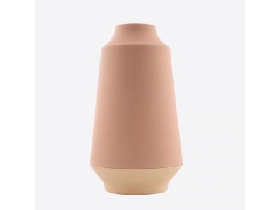 Vaas uit bamboevezel poederroze en gebroken wit ø 15.1cm H 26.5cm
