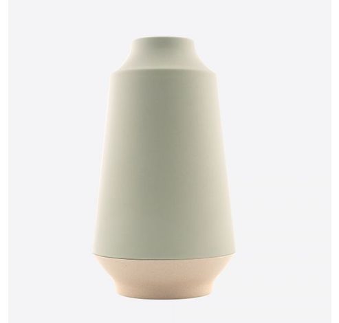 Vase en fibre de bambou vert sauge et blanc cassé ø 15.1cm H 26.5cm  Point-Virgule