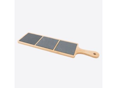 Serveerplank uit bamboe en leisteen met handvat 44x12x1cm