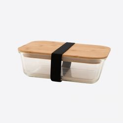 Lunchbox uit glas met deksel uit bamboe 1.1L 