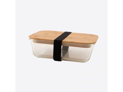 Lunchbox uit glas met deksel uit bamboe 1.1L