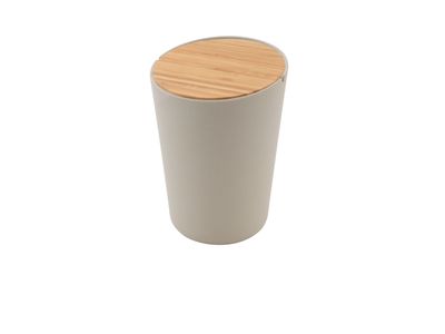 Vuilbak uit bamboevezel, bamboe deksel naturel by MF Ø 14.4 cm H 20.6cm