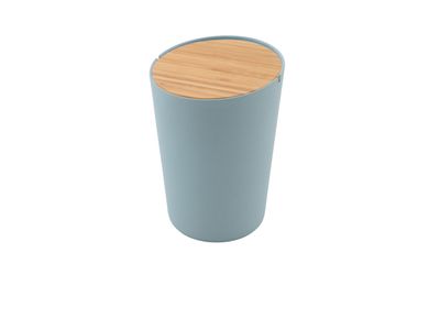 Poubelle fibre bambou, couv. bambou bleu br. by MF Ø 14.4 cm H 20.6cm