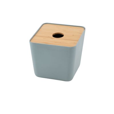 Boîte mouch. fibre bambou, couv. bambou bleu br. by MF 15x15.3x15.5cm  Point-Virgule