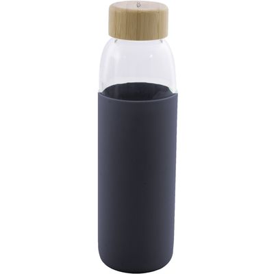 Bouteille en verre avec manchon en silicone bleu foncé 580ml  Point-Virgule