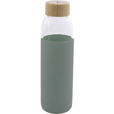 Bouteille en verre avec manchon en silicone vert sauge 580ml  Point-Virgule