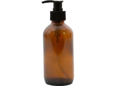 Boston fles uit glas met pomp amber 250ml