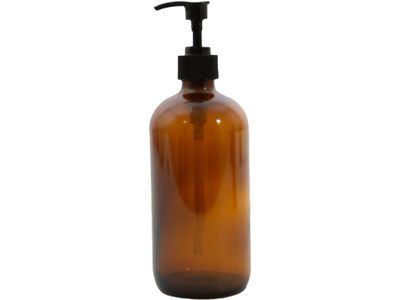 Boston fles uit glas met pomp amber 500ml