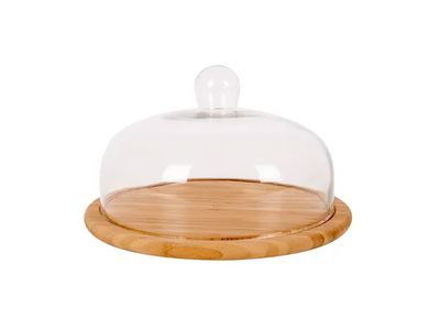Plateau à fromage en bambou avec cloche en verre ø 30cm FSC 