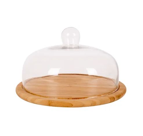 Plateau à fromage en bambou avec cloche en verre ø 30cm FSC   Point-Virgule