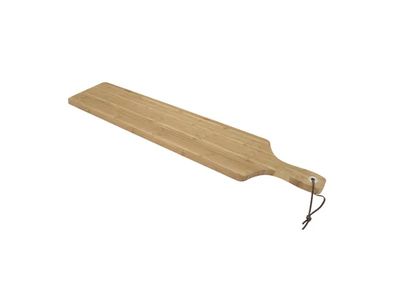 Serveerplank uit bamboe - metalen ring & lederen koord 75x14x1.9cm FSC®