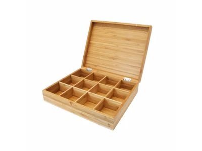 Boîte à thé en bambou avec 12 compartiments FSC®