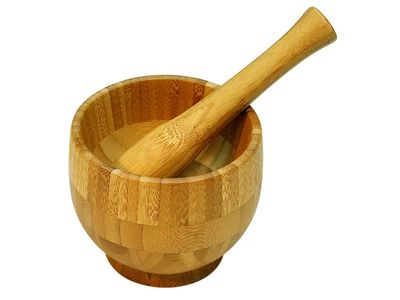 Vijzel en stamper uit bamboe ø 12cm H 10cm FSC 100% FSC