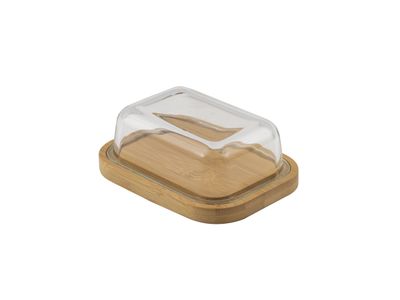 Boterschaal uit bamboe met glazen deksel FSC®