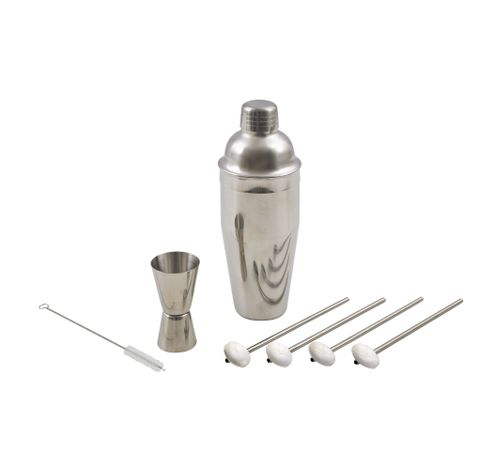 Set cocktail avec Cobbler shaker, mesureur et set de 4 pailles/cuillères  Point-Virgule