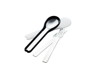 Set de couverts 3 pièces en inox avec étui en matière synthétique