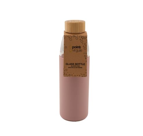 Bouteille en verre avec manchon en silicone rose poudré 750ml  Point-Virgule