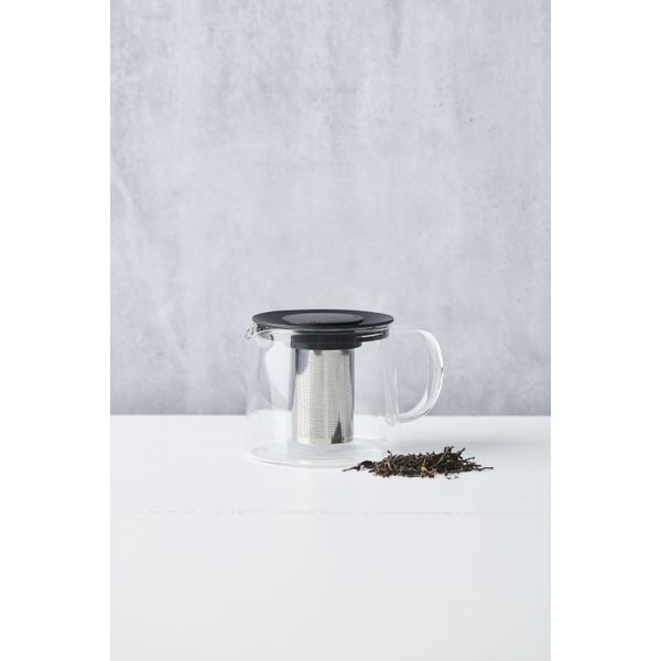 Theepot uit glas met infuser uit rvs zwart 600ml 