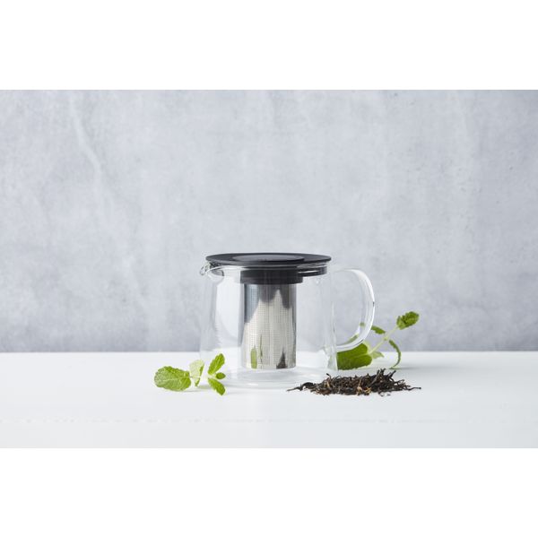 Point-Virgule Theepot uit glas met infuser uit rvs zwart 600ml