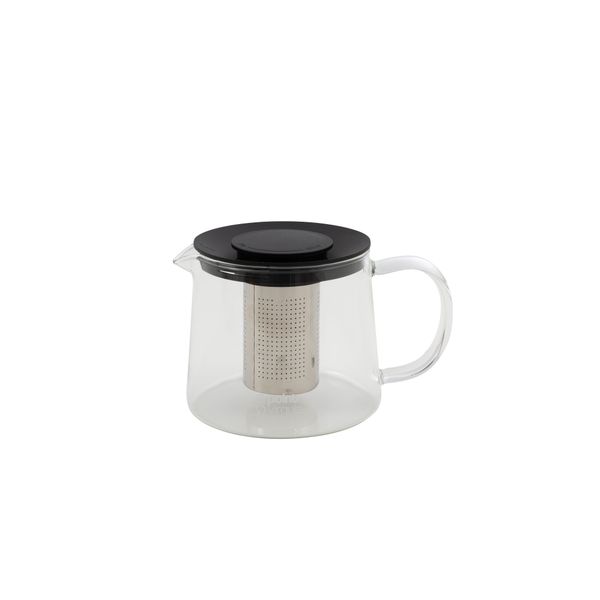 Point-Virgule Theepot uit glas met infuser uit rvs zwart 1L