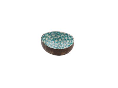 Kokosnoot kom met parelmoer bogen blauw