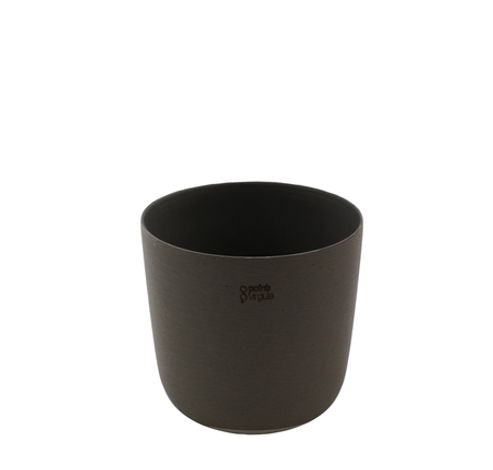 Pot de fleurs en plastique recyclé, poudre de bois et de pierre noir Ø 18cm H 15.8cm  Point-Virgule