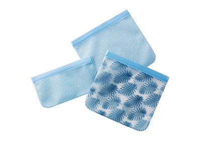 Set de 3 sacs ziplock réutilisables en Peva bleu