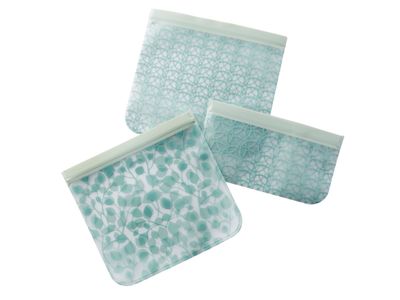 Set van 3 herbruikbare ziplock zakken uit Peva groen