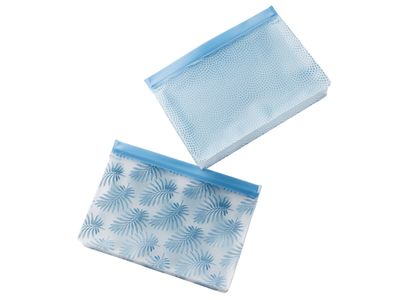 Set van 2 herbruikbare ziplock zakken met bodem uit Peva blauw