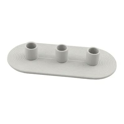 bougeoir pour 3 bougies en céramique gris clair 24x10.5x3.5cm  