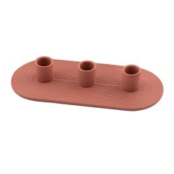 Point-Virgule kandelaar voor 3 kaarsen uit aardewerk oud roze 24x10.5x3.5cm  