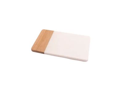 serveerplank uit marmer & acaciahout 28x17.5cm
