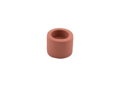 lage theelichthouder uit aardewerk oud roze Ø 6.8cm H 5.5cm 