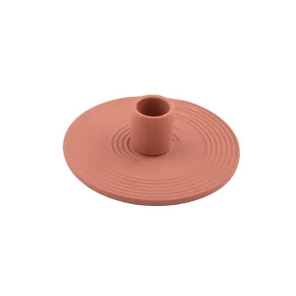 Point-Virgule kandelaar uit aardewerk oud roze Ø 12cm H 3.5cm