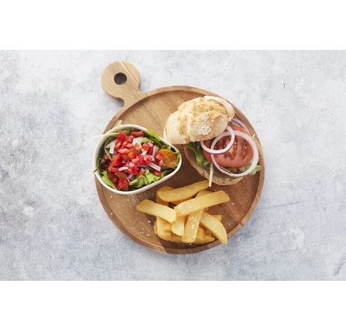 Planche à hamburger en acacia avec poignée rond ø 25cm FSC®  Point-Virgule