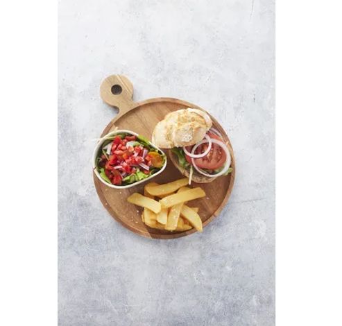 Planche à hamburger en acacia avec poignée rond ø 25cm FSC®  Point-Virgule