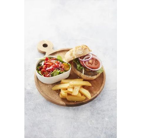 Planche à hamburger en acacia avec poignée rond ø 25cm FSC®  Point-Virgule