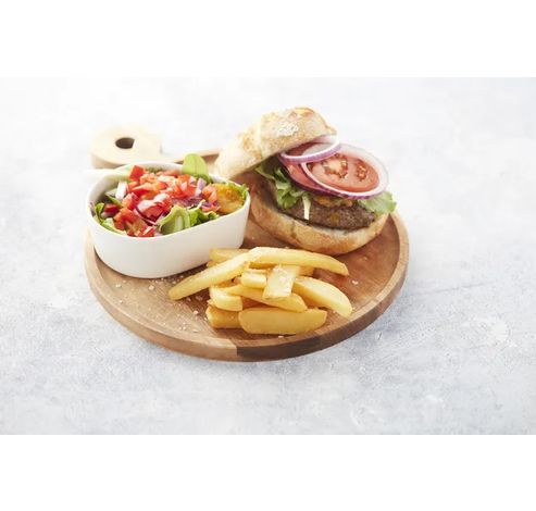 Planche à hamburger en acacia avec poignée rond ø 25cm FSC®  Point-Virgule