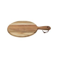 Ronde serveerplank met handvat uit acaciahout met koord 35x24.5x1.5cm 