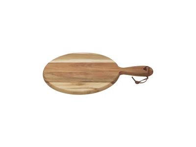 Ronde serveerplank met handvat uit acaciahout met koord 35x24.5x1.5cm