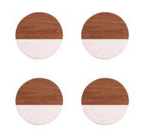 Set de 4 sous-verres en marbre/acacia ø 10cm FSC® 