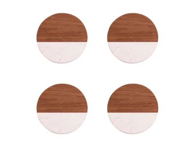 Set van 4 glasonderzetters uit marmer/acaciahout ø 10cm FSC®