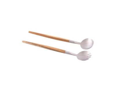 couvert à salade 2 pièces en acacia et inox 28.5cm FSC 