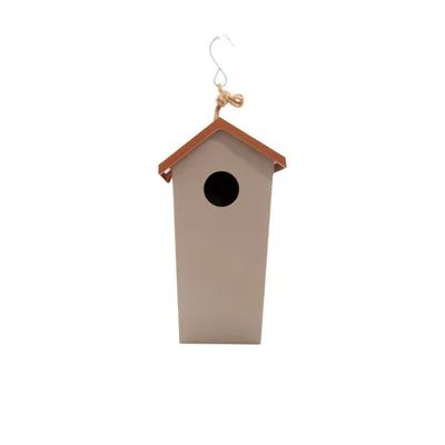 vogelhuisje uit bamboevezel taupe met terracotta dak 17.8x14.3x26.5cm  Point-Virgule