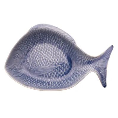 écaille de poisson en céramique profonde bleu 45x25cm 