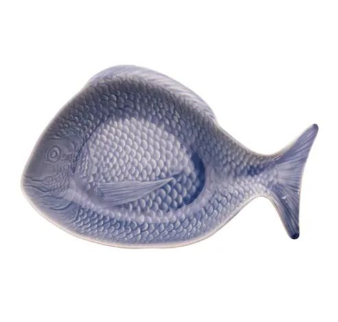 écaille de poisson en céramique profonde bleu 45x25cm  Point-Virgule