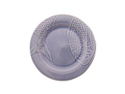 serveerbord met vismotief uit keramiek blauw Ø 29,5cm